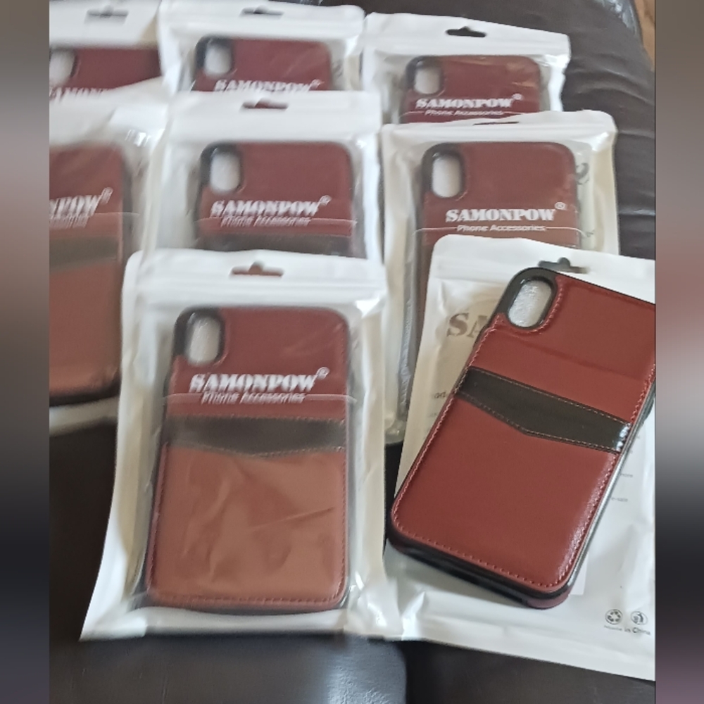 BUNDLE BUY! EIGHT SAMPOW IPHONE XR CASES WITH FLIP SNAP BACK. ID/,CARD SLOTS